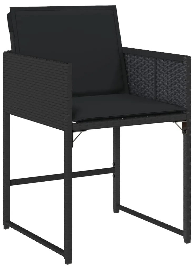 17 pcs conjunto de jantar p/ jardim c/ almofadões vime PE preto
