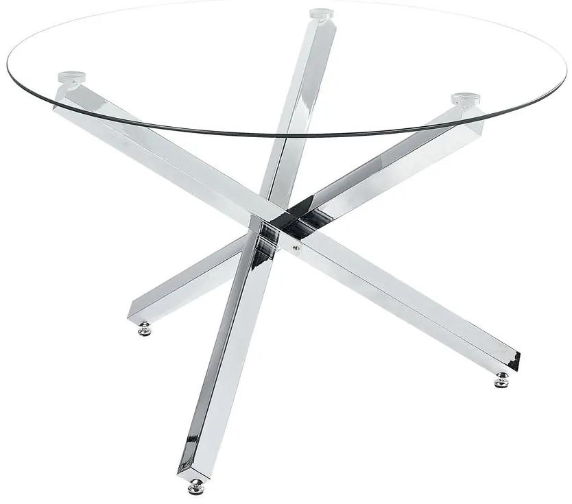 Mesa de jantar em metal prateado e tampo de vidro  ⌀ 110 cm BUTLER Beliani