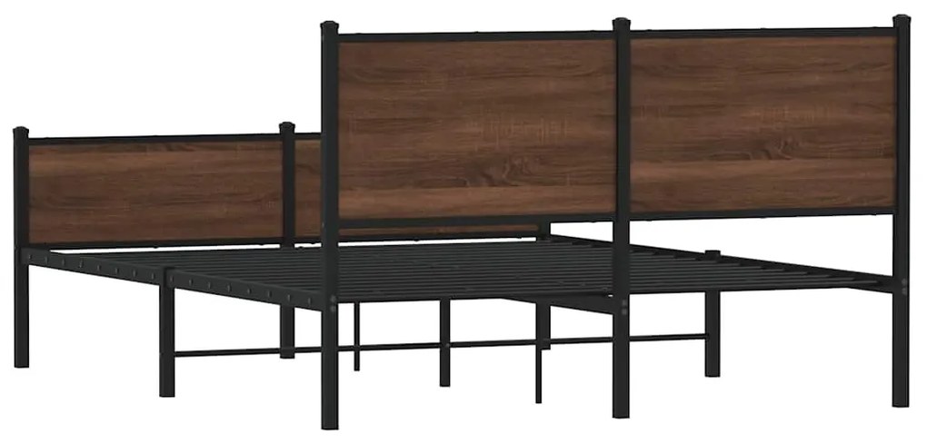 Estrutura de cama sem colchão 140x200cm metal carvalho castanho