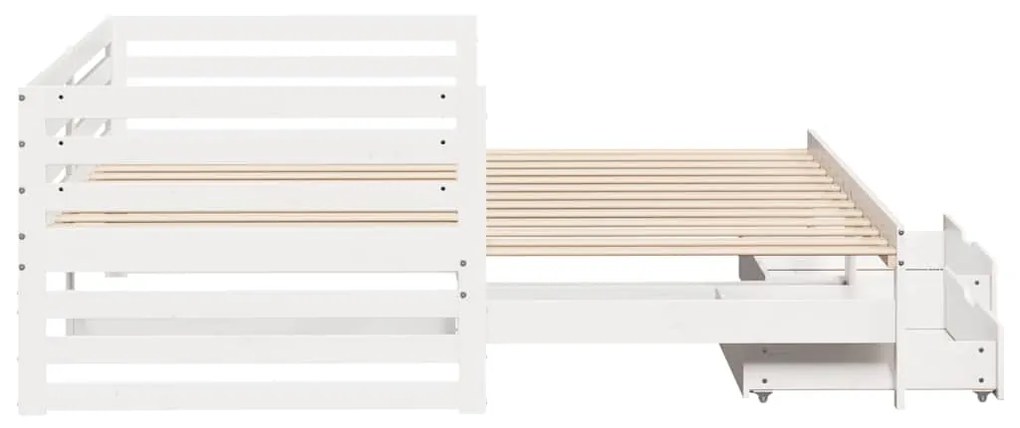 Sofá-cama c/ gavetas 90x200cm madeira de pinho maciça branco