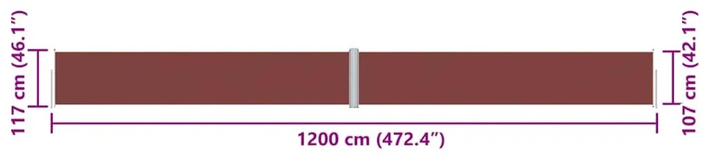 Toldo lateral retrátil 117x1200 cm castanho