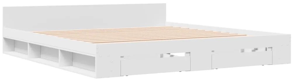 Estrutura de cama c/ gavetas 180x200cm derivados madeira branco