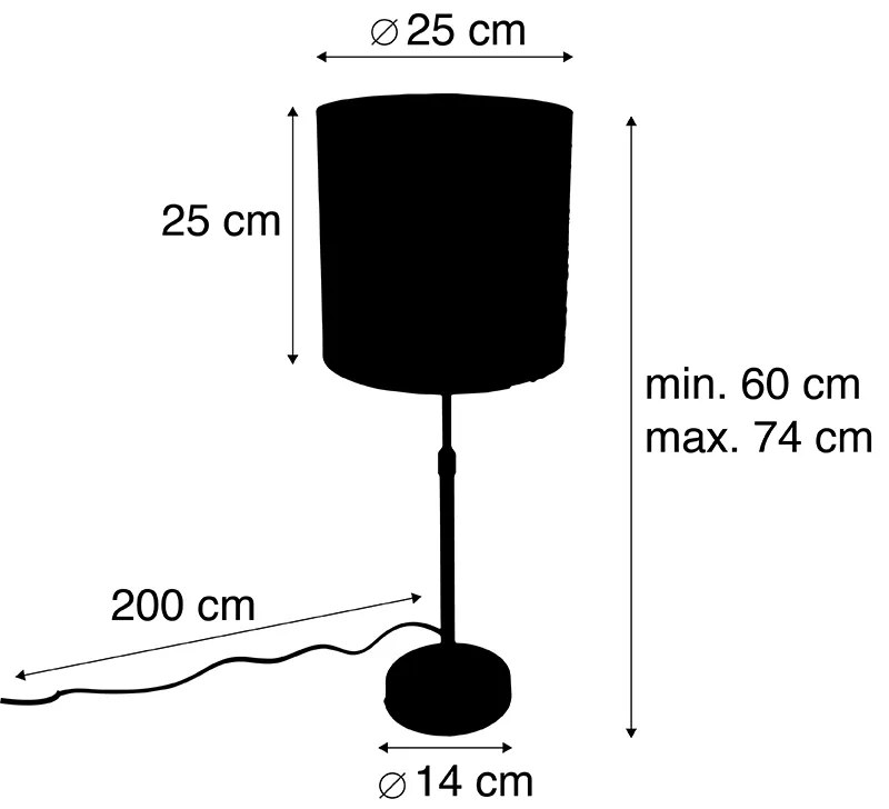 CAndeeiro de mesa preto abajur veludo castanho 25cm ajustável - PARTE Moderno