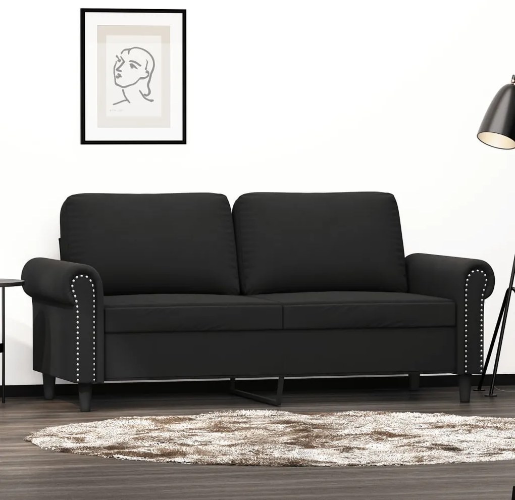 vidaXL Sofá de 2 lugares veludo 140 cm preto