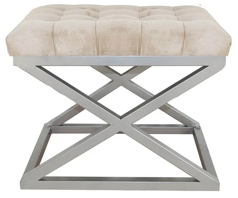 Pouffe Capraz – Silver Cream – 50x42x40 cm