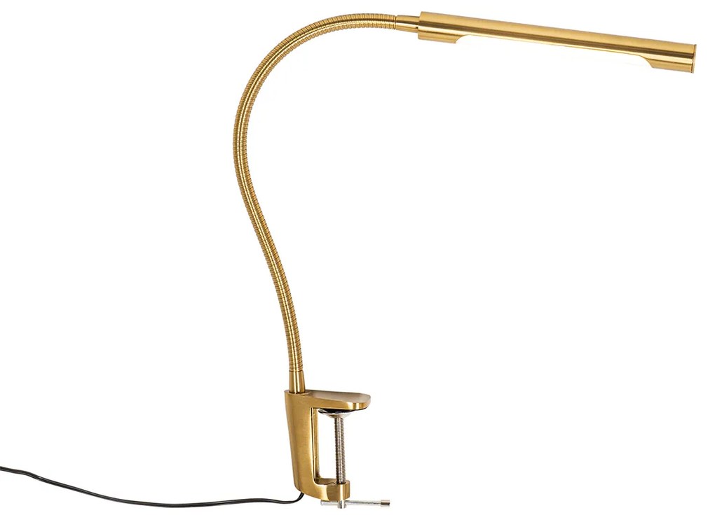 Candeeiro de mesa com garra em latão com LED e dimmer tátil - Lionard Moderno