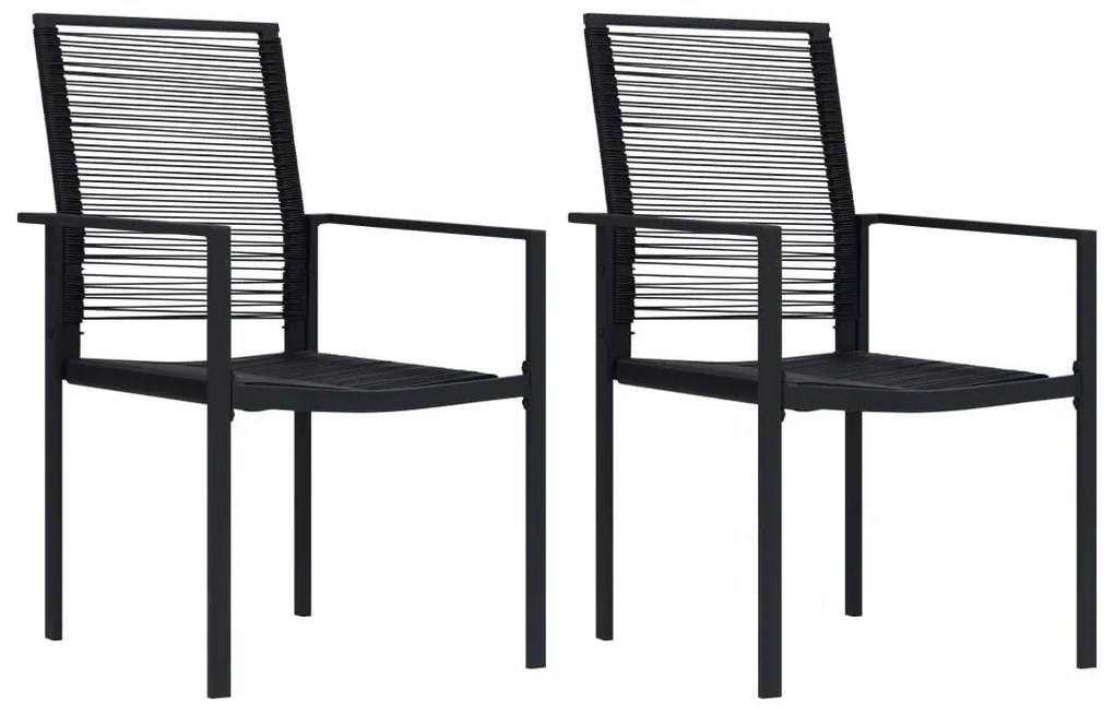 312171 vidaXL Cadeiras de jardim 2 pcs vime de PVC preto
