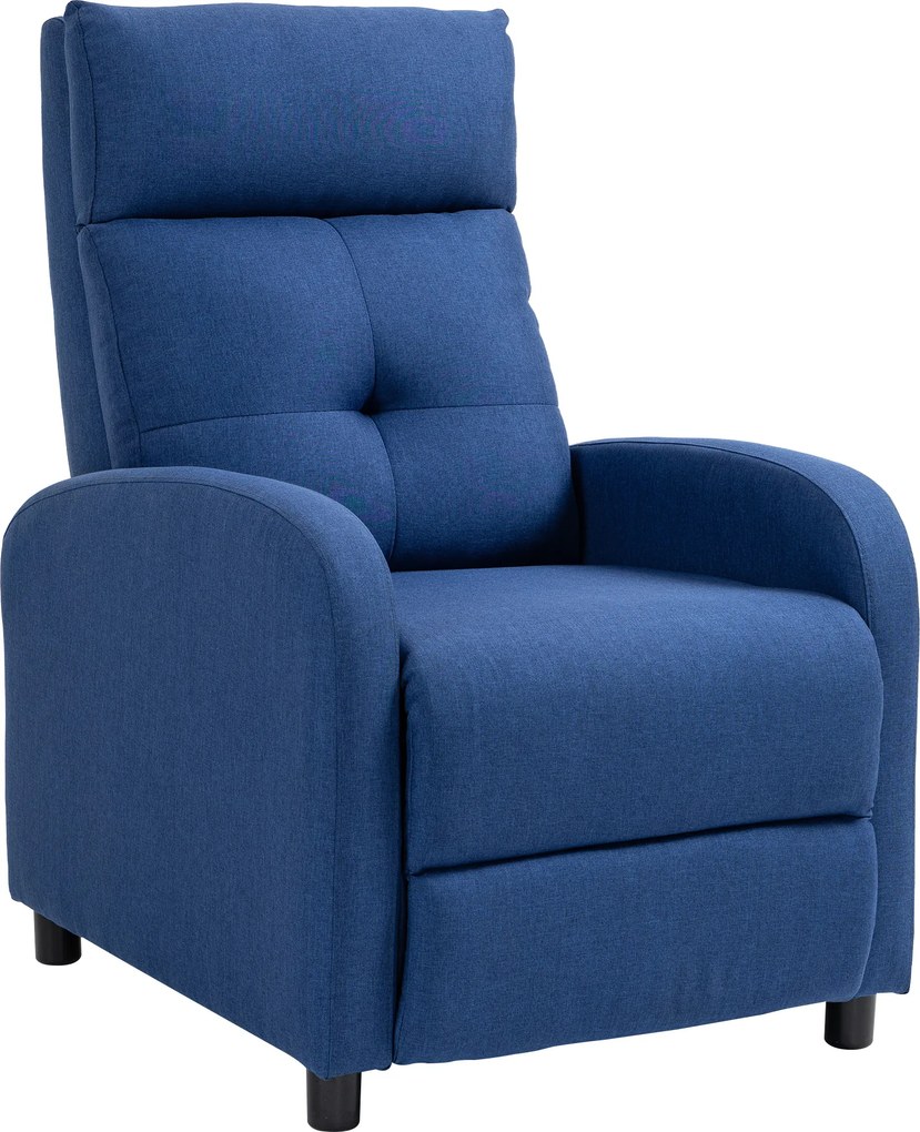 Poltrona Relax Reclinável até 155° Poltrona Reclinável Manual para Pessoas com Altura Inferior 195 cm 67x87x98 cm Azul Escuro