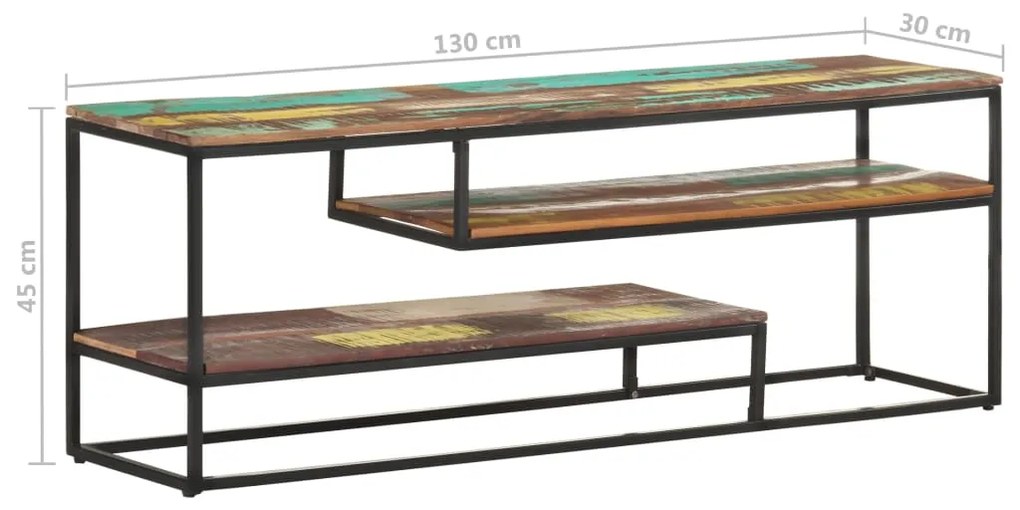 Móvel de TV 130x30x45 cm madeira recuperada maciça