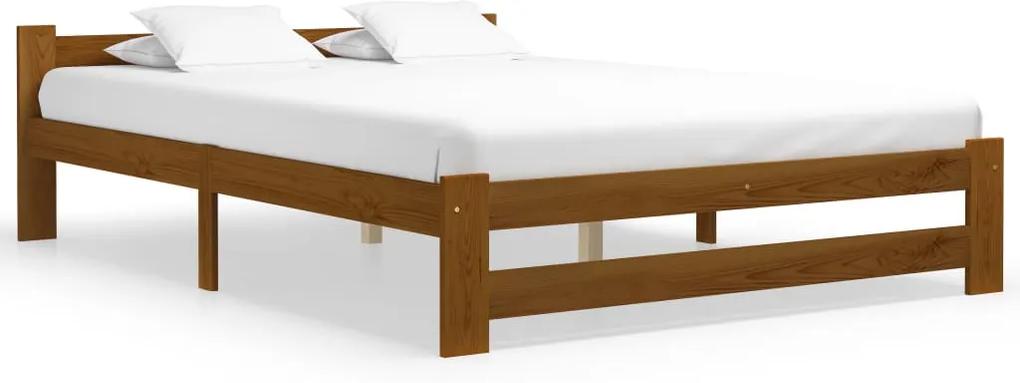 Estrutura de cama 140x200 cm madeira pinho maciço castanho mel