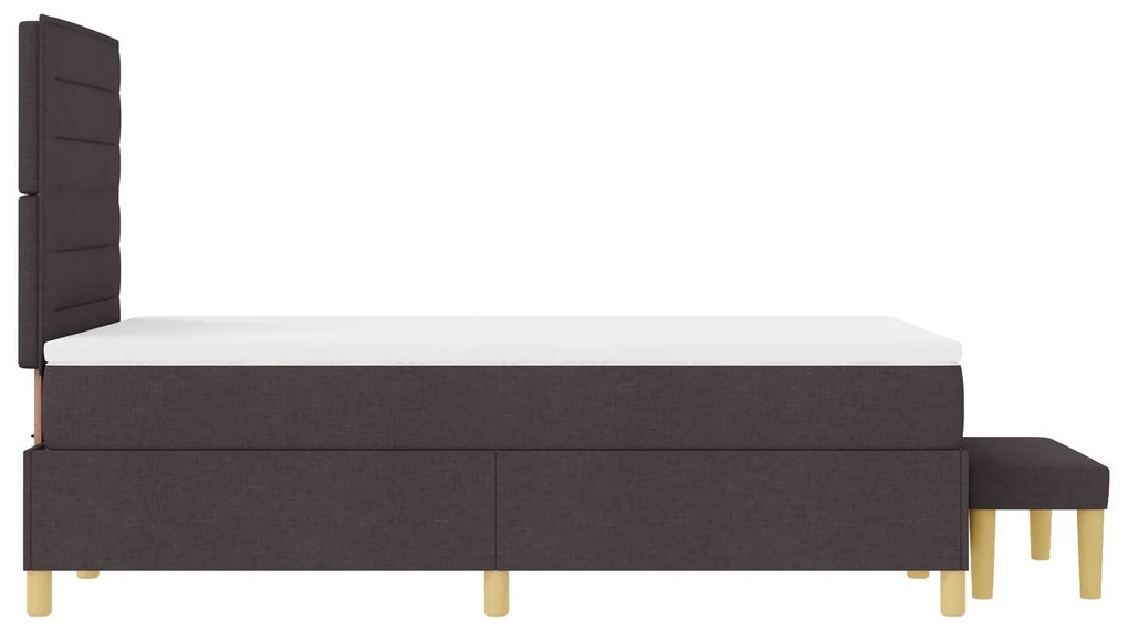 Cama Box Spring com Colchão e Banco Castanho Escuro 120x200 cm Tecido
