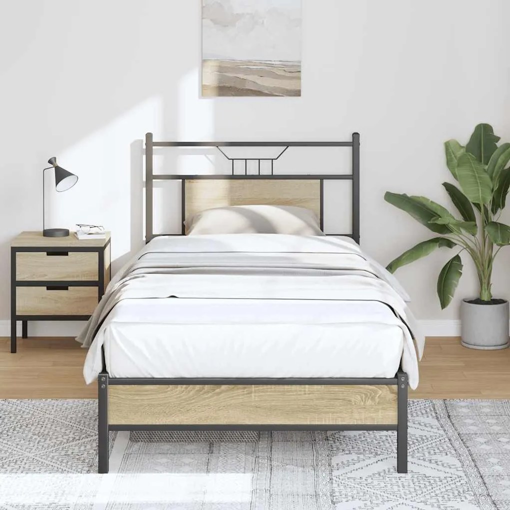 vidaXL Estrutura cama s/ colchão derivados de madeira carvalho sonoma