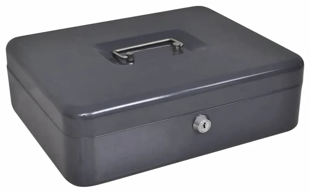 vidaXL Cofre com bloqueio Preto 30 x 24 x 9 cm Aço
