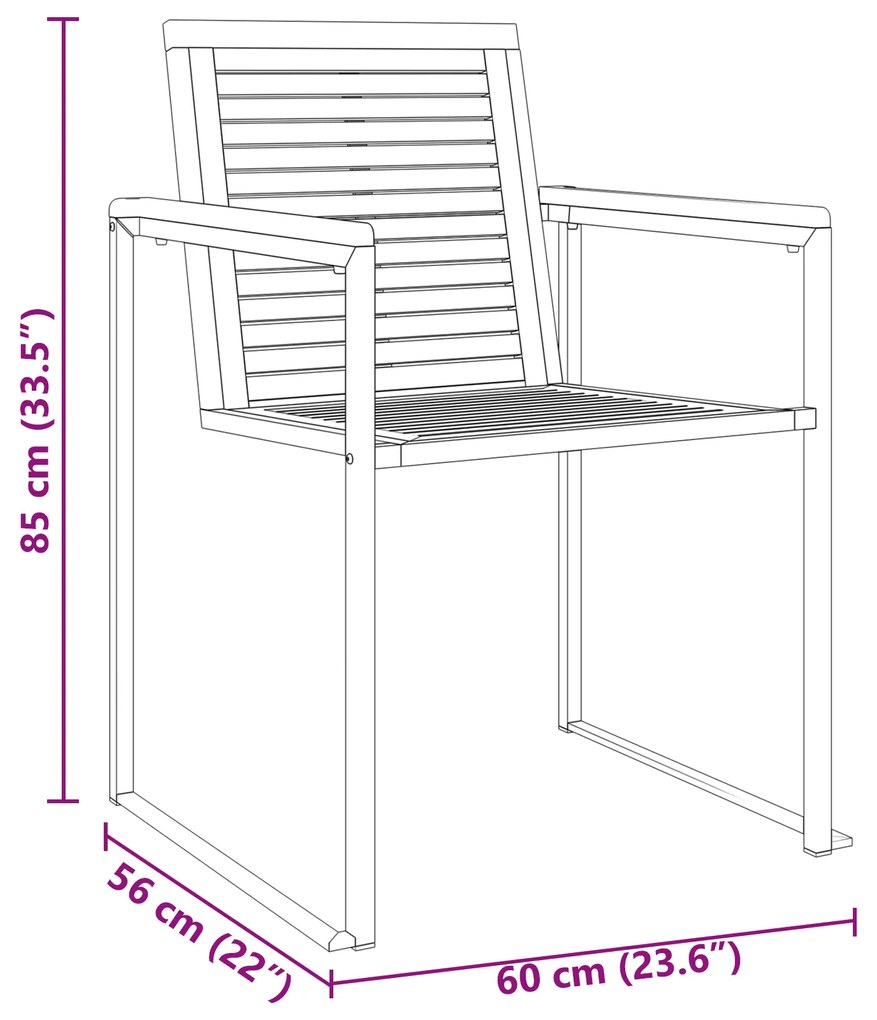 Conjunto de Jantar de Jardim vidaXL 3 Peças Madeira Sólida de Acácia