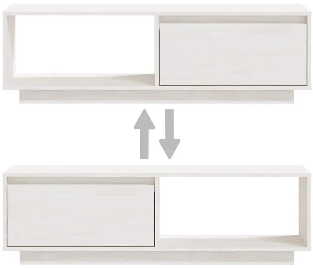 Móvel de TV 110x30x33,5 cm madeira de pinho maciça branco