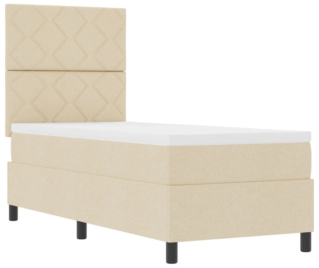 Cama Box Spring com Colchão Bege 80x200 cm Tecido