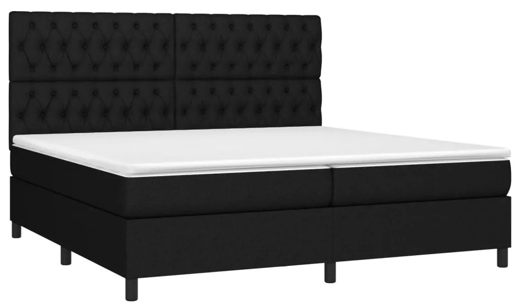 Cama com molas/colchão 200x200 cm tecido preto