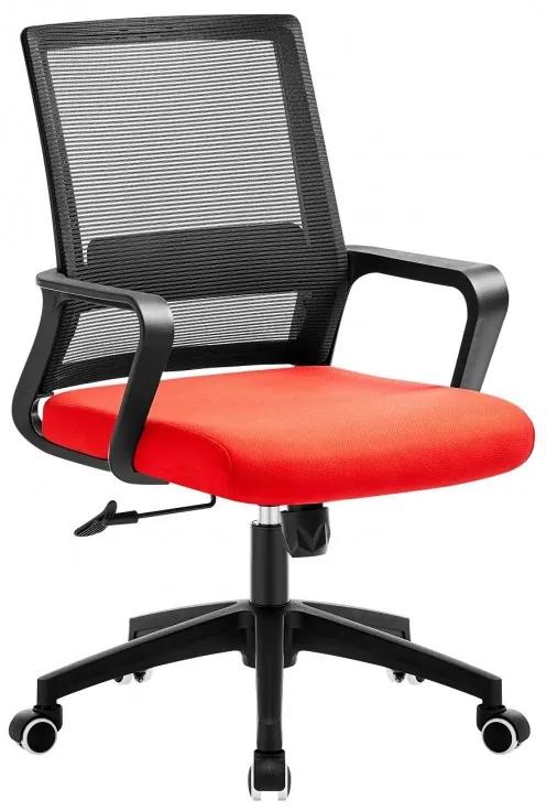 Cadeira de escritório CLIFFORD, negro, rede preta e tecido vermelho