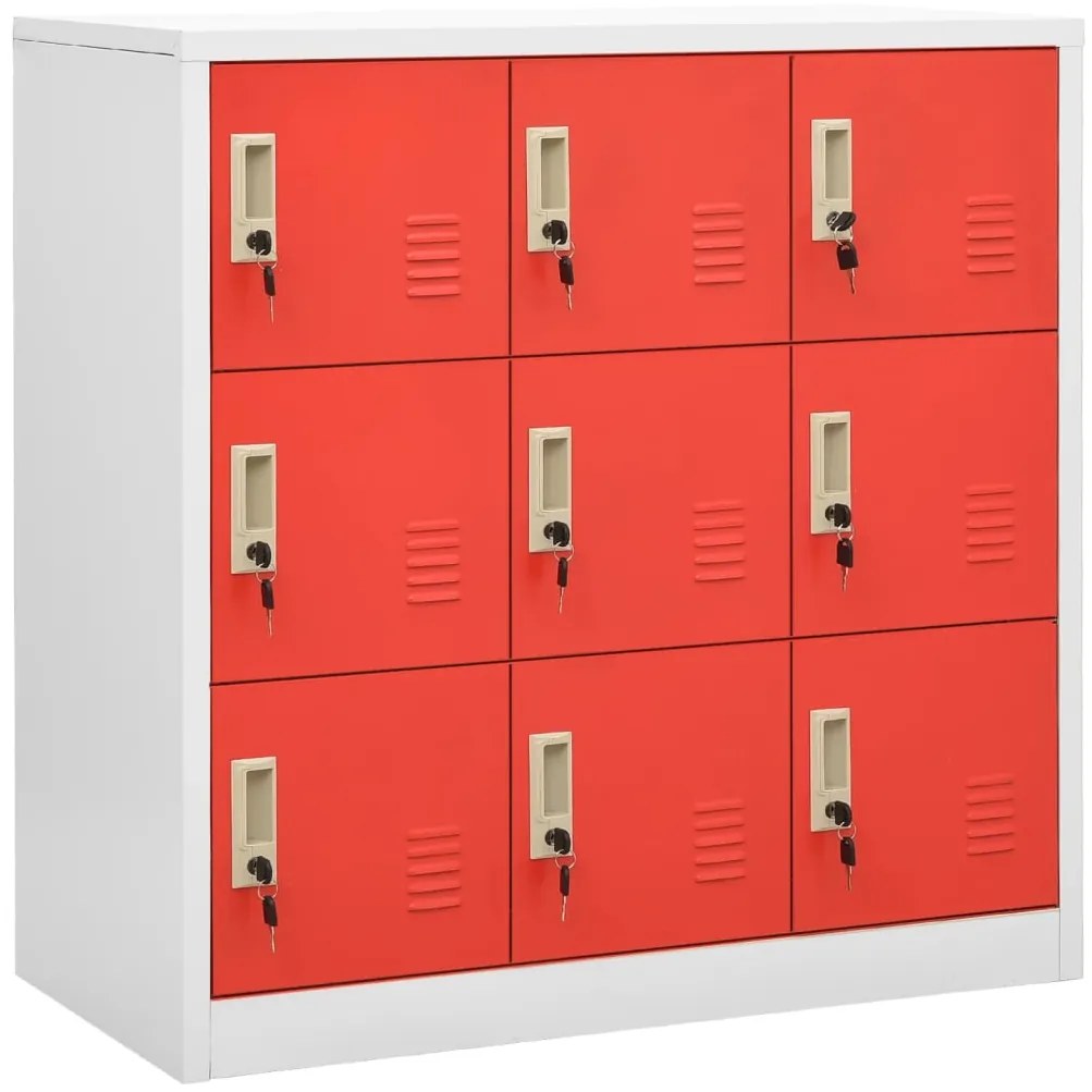Cacifos 2 pcs 90x45x92,5 cm aço cinzento-claro e vermelho
