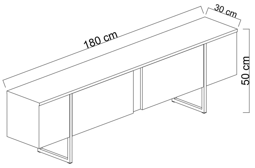 Móvel de TV "Madrid" – Branco e Dourado - 180x30x50 cm – Design Modern