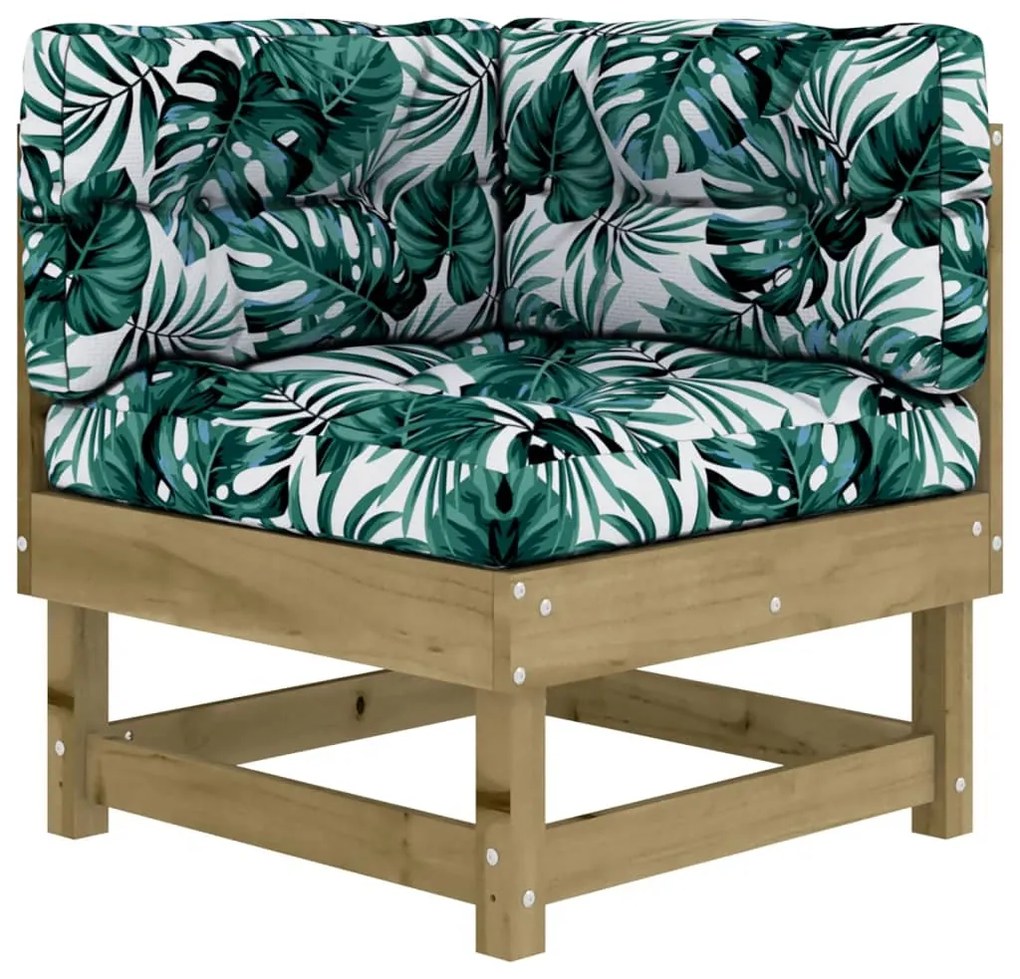 4 pcs conjunto lounge de jardim c/ almofadões pinho impregnado