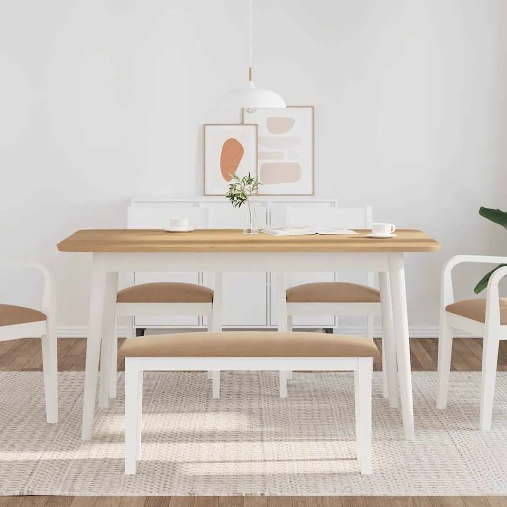 Banco 90 cm madeira seringueira maciça branco