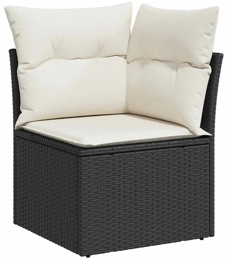 14 pcs conjunto de sofás p/ jardim c/ almofadões vime PE preto