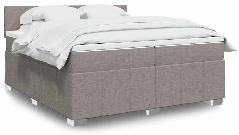vidaXL Cama com molas/colchão 200x200 cm tecido castanho-acinzentado