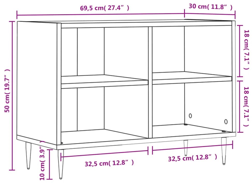 Móvel de TV 69,5x30x50 cm derivados de madeira branco