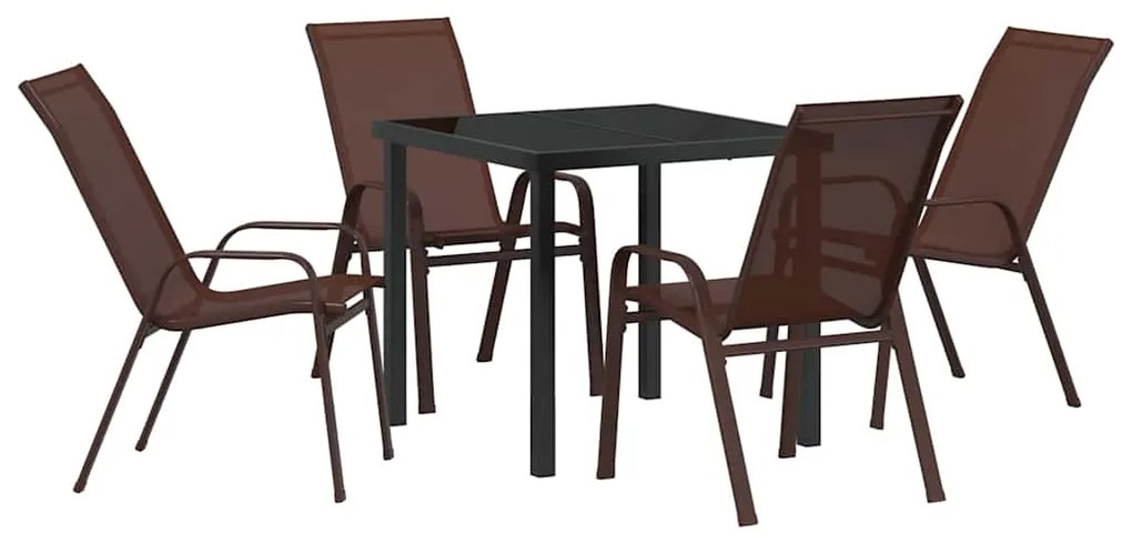 Conjunto de Jantar para Jardim 5 Peças Marrom em Textilene e Aço