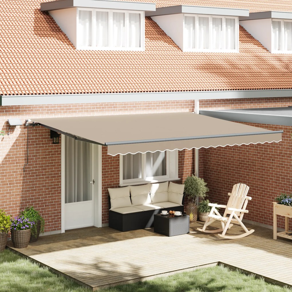 Toldo Retrátil Manual vidaXL com LED Bege 450x300 cm