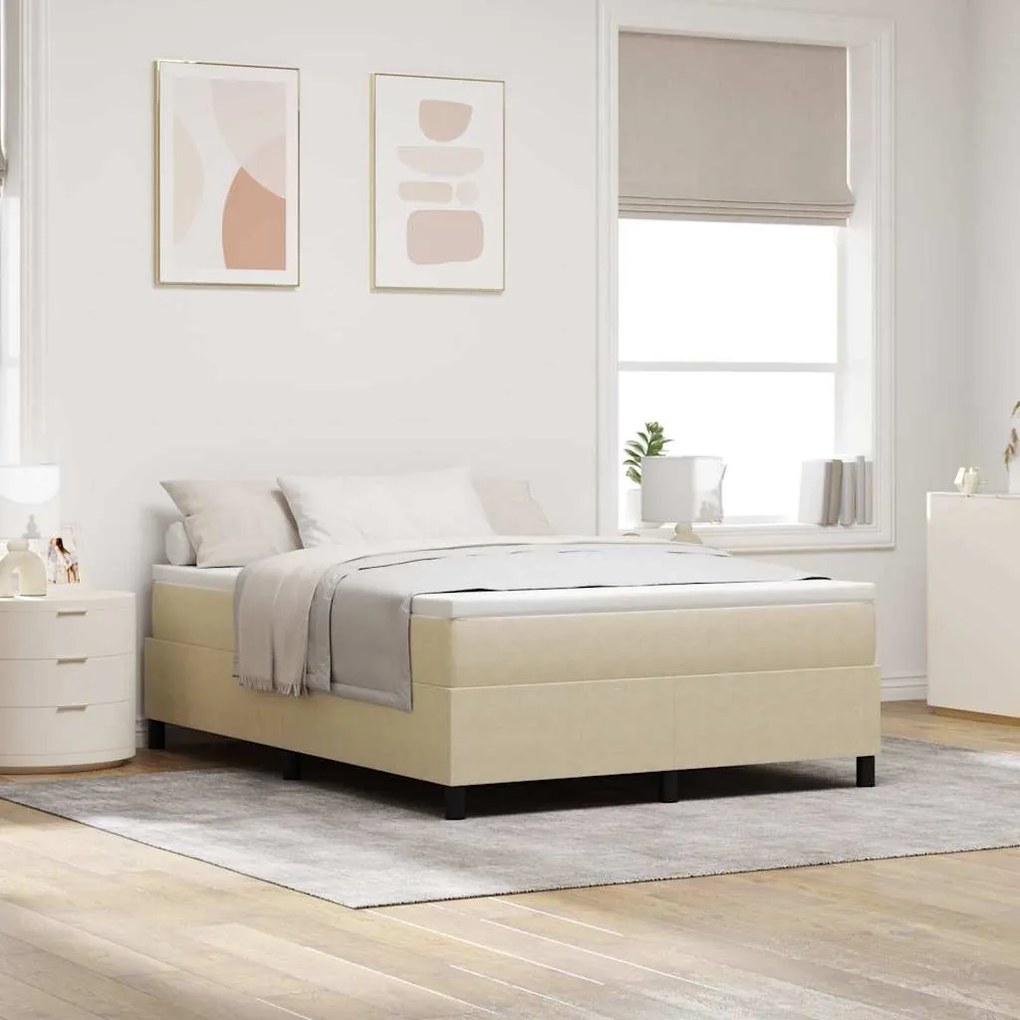 vidaXL Cama Box Cinza Claro e Branco 140 x 190 cm