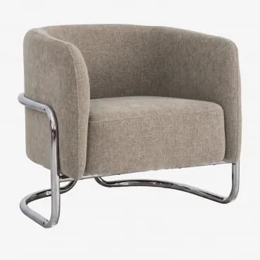 Pack De 2 Poltronas Estofadas E Em Ferro Zantria Tecido Toupeira - Sklum