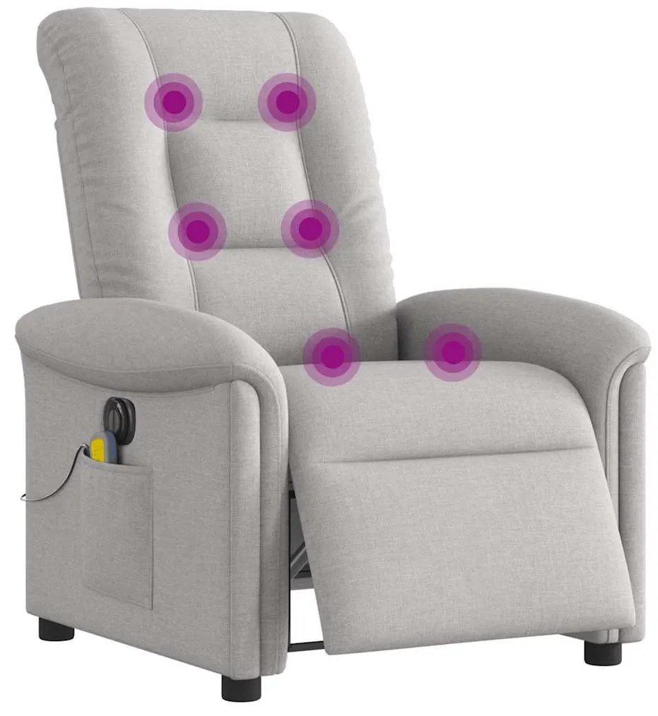 Poltrona massagens reclinável elétrica tecido cinzento-nublado