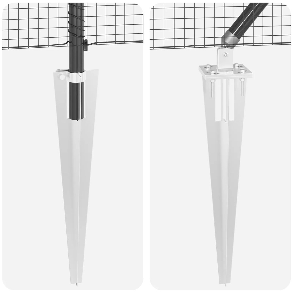 Conjunto de Postes de Cerca Conjunto de 2 Cinza Metal 25 x 1,5 m