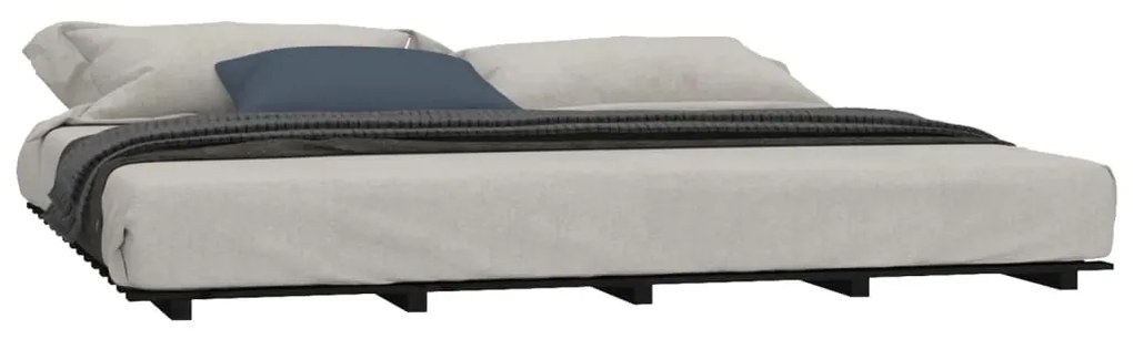 Estrutura de cama 200x200 cm madeira de pinho maciça preto