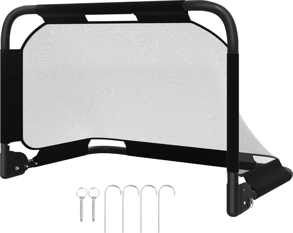 Baliza de futebol 91x62x62cm para crianças com mais de 6 anos Pop-Up dobrável com rede e estacas em U Preta