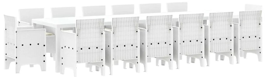 Conjunto de Jantar de Jardim 15 pcs Branco Largo