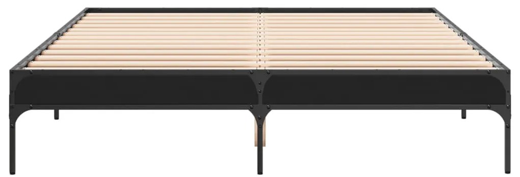 Estrutura de cama 160x200 cm derivados de madeira/metal preto