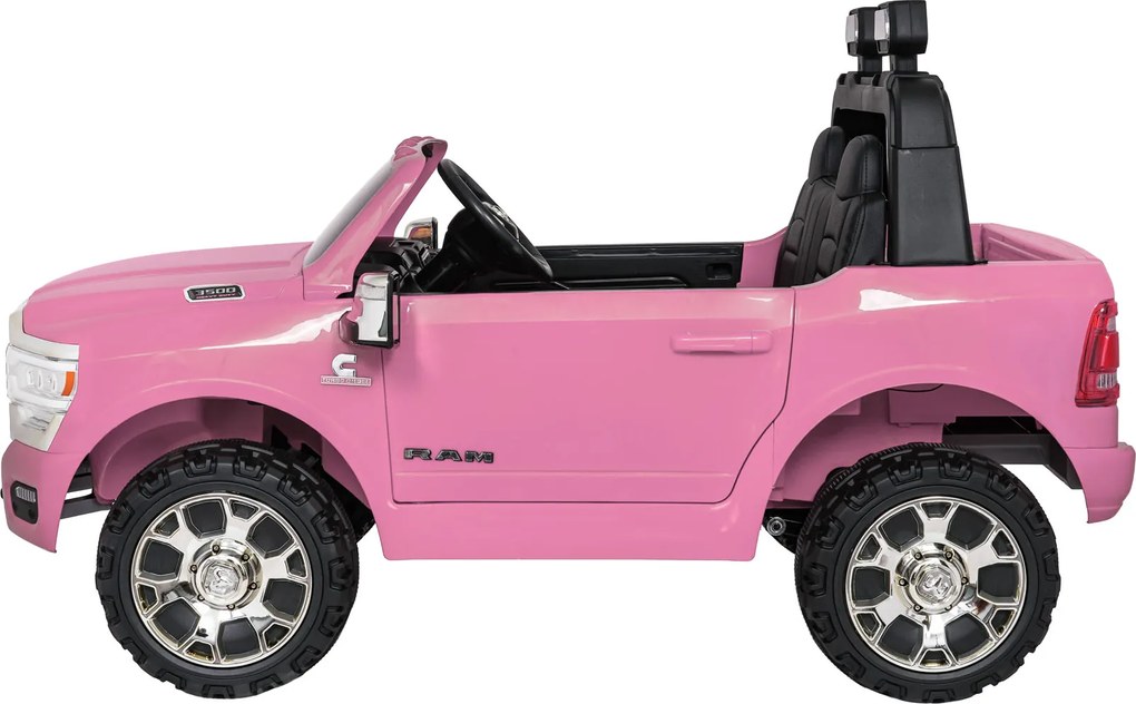 Jipe elétrico para Crianças 24V RAM 3500 Rodas de espuma EVA, assento Couro ecológico Rosa