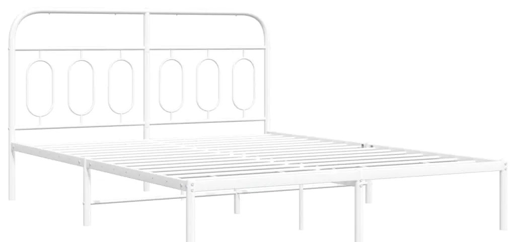 Estrutura de cama com cabeceira 150x200 cm metal branco
