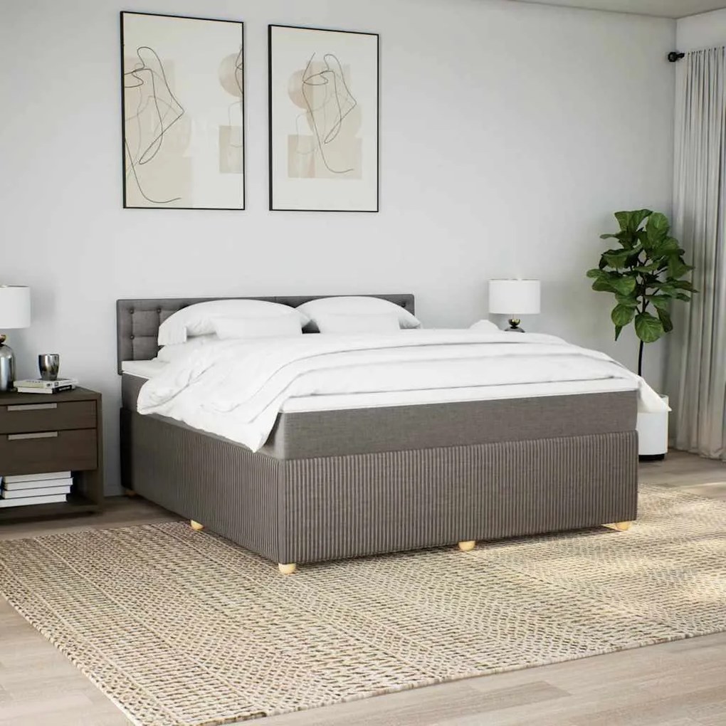 Cama com molas/colchão 180x200 cm tecido castanho-acinzentado