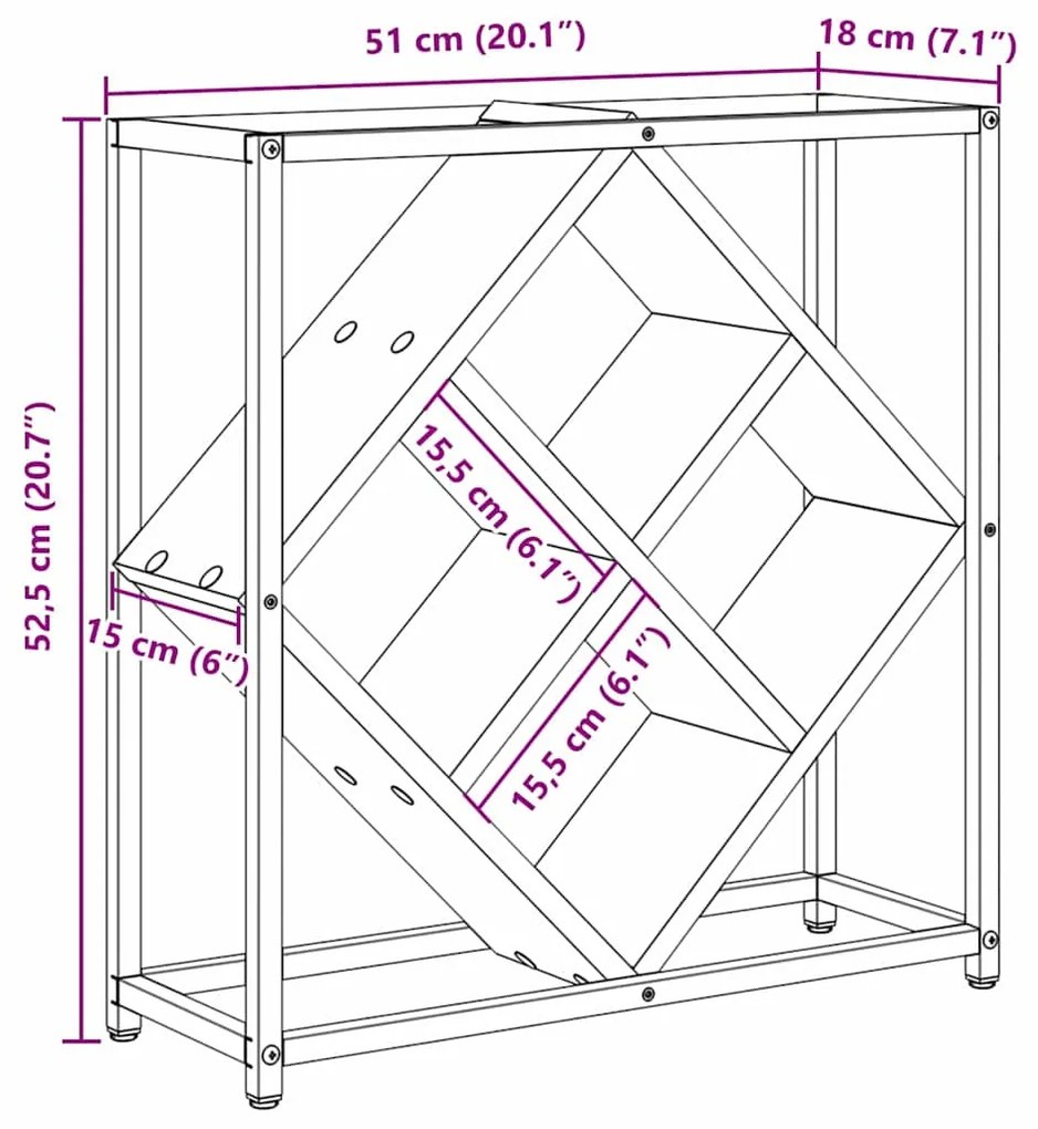 Estante de Vinho Cinza Sonoma 51x18x52,5 cm Madeira Industrializada