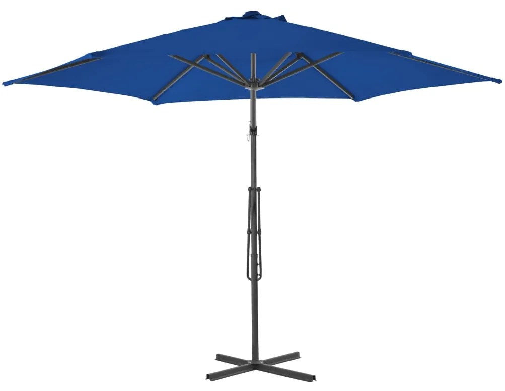 Guarda-sol de jardim com poste de aço 300x230 cm azul