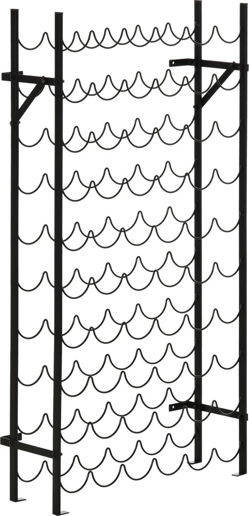 HOMCOM Estante de vinhos para 60 garrafas, prateleira metálica para garrafas, 63 x 20,5 x 118 cm Preto | Aosom Portugal