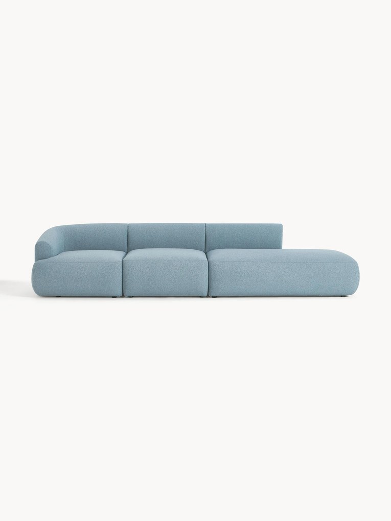 Módulo com chaise longue em bouclé Sofia (4 lugares)
