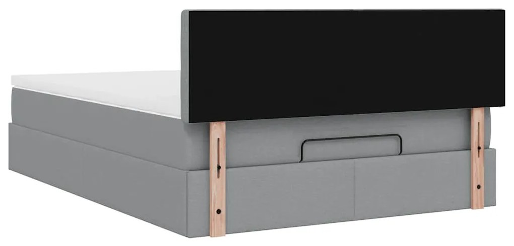 Cama otomana com colchão 140x190 cm tecido cinzento claro