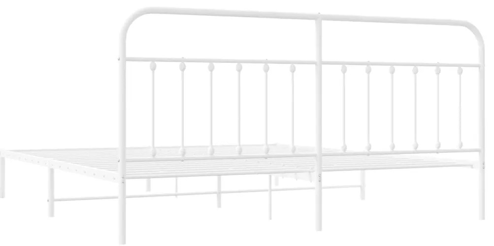 Estrutura de cama com cabeceira 193x203 cm metal branco