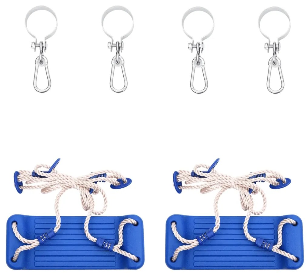 Assentos de baloiço com cordas 2 pcs 38x16 cm PE azul