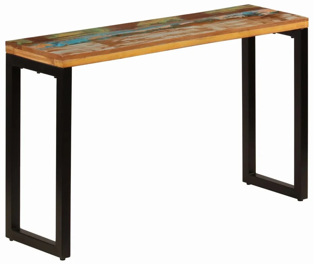 Mesa consola 120x35x76 cm madeira recuperada maciça e aço